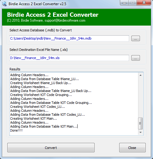 Birdie Access to Excel Converter 3.1