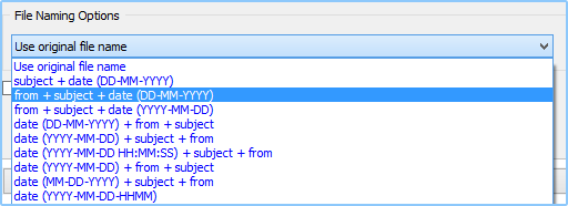 Select file naming option