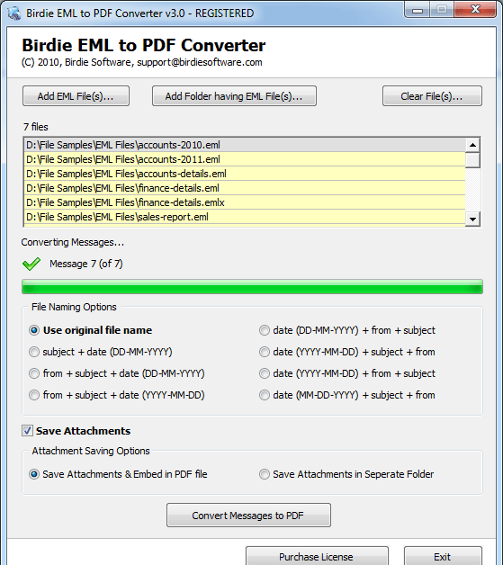 Get a tool to convert batch EML files to PDF file format @ Birdie Software
