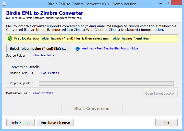 Launch EML to Zimbra Converter