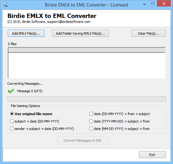 Launch EMLX to EML Converter
