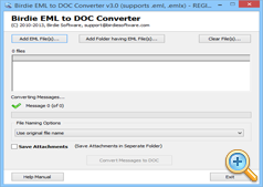 Lauch Software to convert EML emails