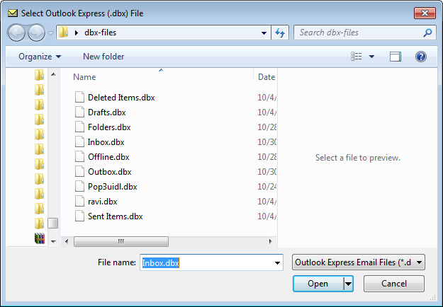 Select DBX Files
