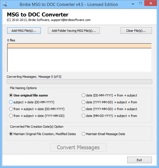 Launch MSG to DOC Converter