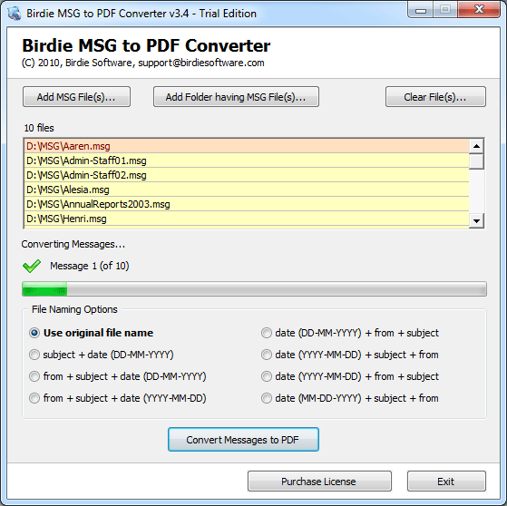 Import MSG files to PDF  6.7