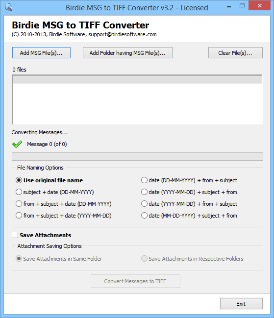 Launch MSG to TIFF Converter