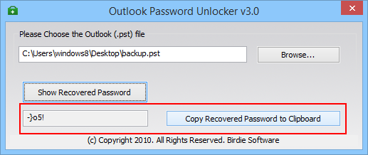 Copy Recovered Password