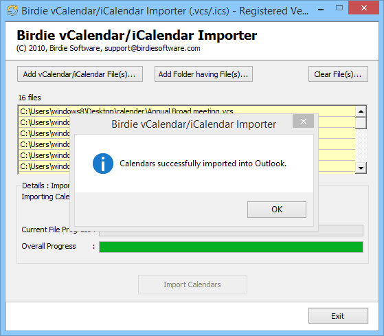 vCalendar/iCalendar Importer