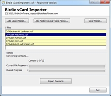 Birdie vCard Importer to Import vCard file into Outlook