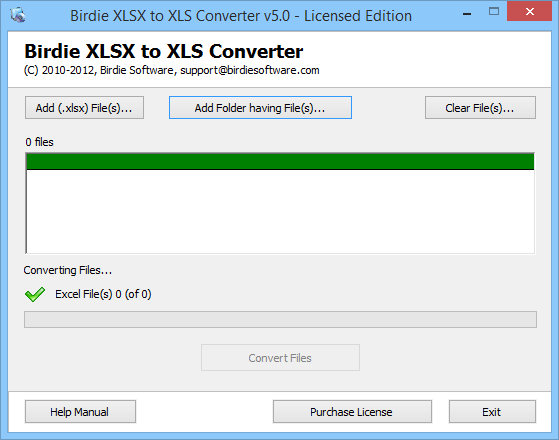 Launch XLSX to XLS Converter