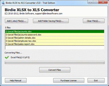 Software loads XLSX files to Convert XLSX to XLS
