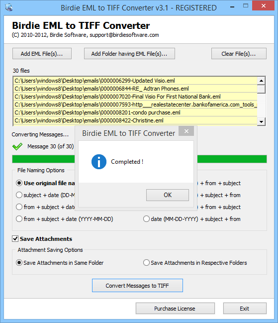 Open saved EML files