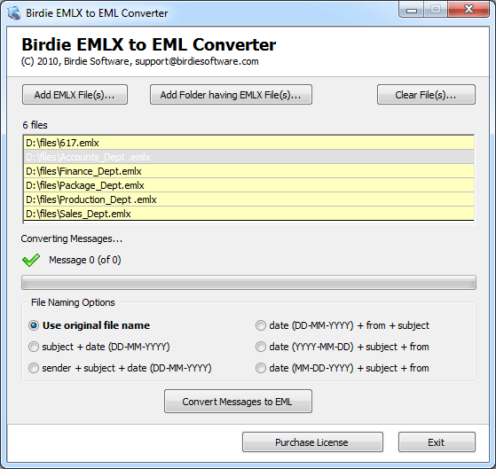 Birdie EMLX to EML Converter screenshot