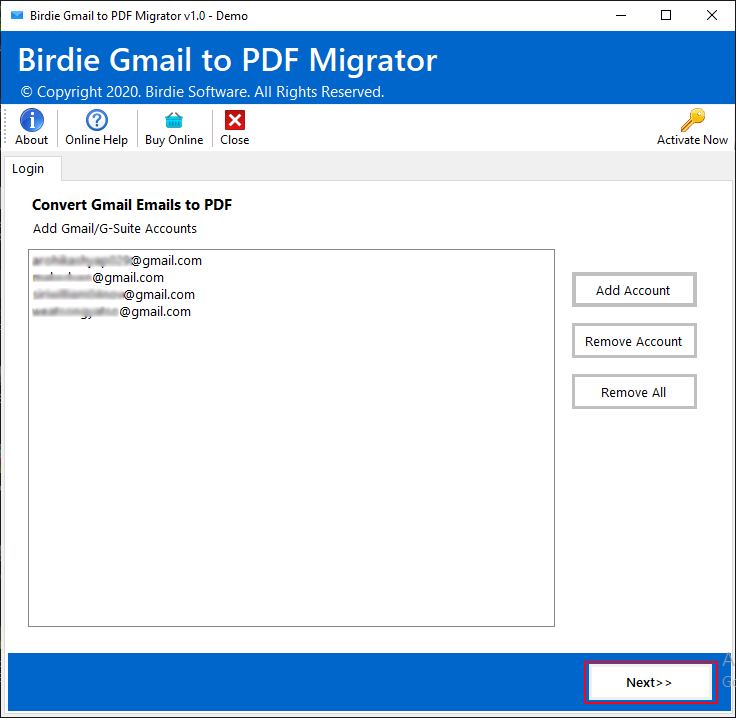 export multiple account