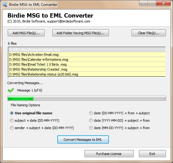 Transfer MSG to EML screenshot