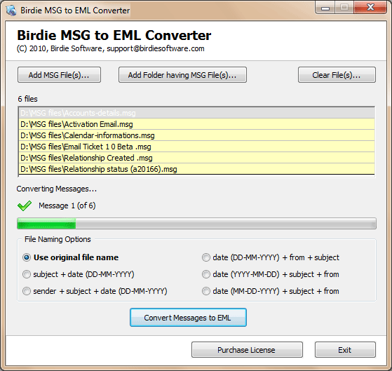 Convert MSG Messages to EML screenshot