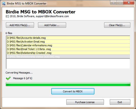 Windows 7 Birdie MSG to MBOX Converter 3.0 full