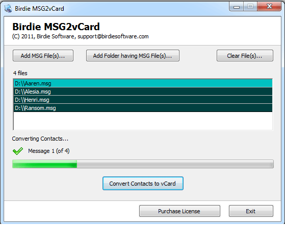 Windows 7 Outlook MSG to VCF Converter 2.4 full
