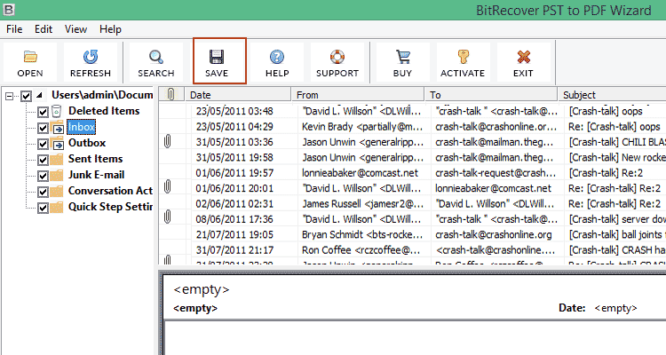 Birdie PST to PDF Migrator screenshot