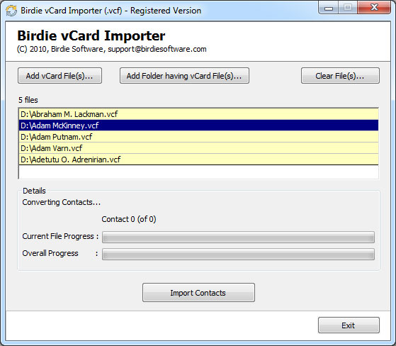 vCard Address Book Converter screenshot