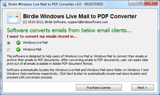 Windows 8 Birdie Windows Live Mail to PDF Converter full