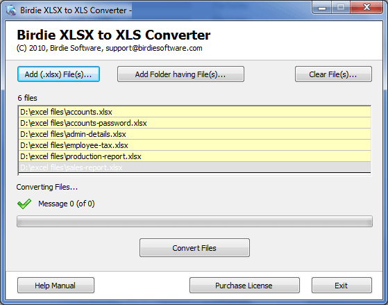 Convert Microsoft XLSX to XLS screenshot
